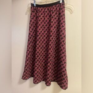 Worthington Womens Midi Pencil Skirt Size 4 Pink & Black Floral  Waist 24” 26”